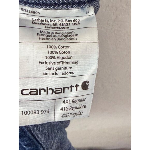 Carhartt Button Down Denim Pearl Snap Shirt Mens 4XL Blue Relaxed Fit Heavy - Picture 5 of 11